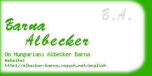 barna albecker business card